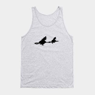 halloween black witches on broomsticks spooky Tank Top
